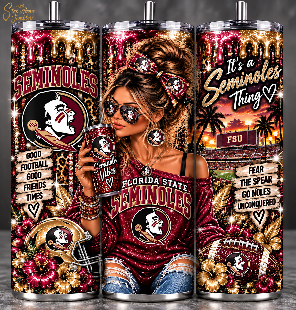 Florida State Seminoles Inspired 20oz Tumbler | FSU Tumbler | Seminoles Fan Gift | Garnet & Gold Game Day Cup | Football Tumbler