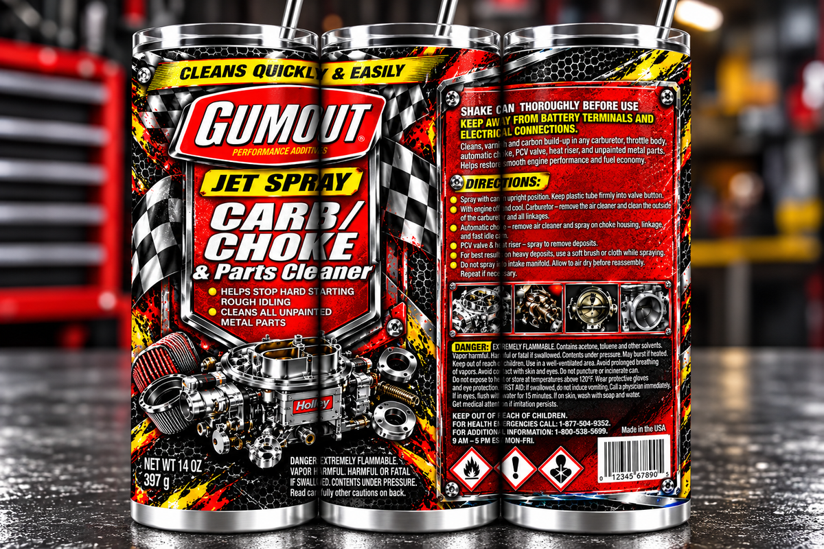 Carb Cleaner Inspired 20oz Skinny Tumbler | Mechanic Tumbler | Carburetor Gift | Garage Cup | Car Guy Gearhead Gift