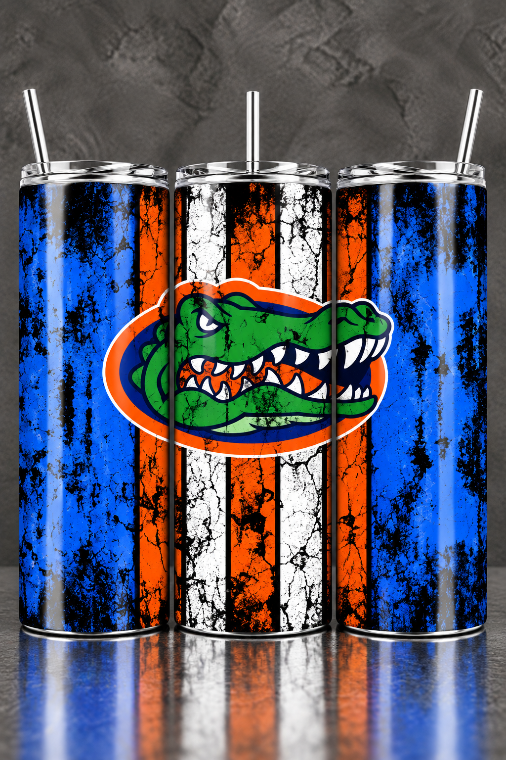 Florida Gators 20 oz Tumbler – Gators Fan Gift – Blue & Orange Grunge Tumbler