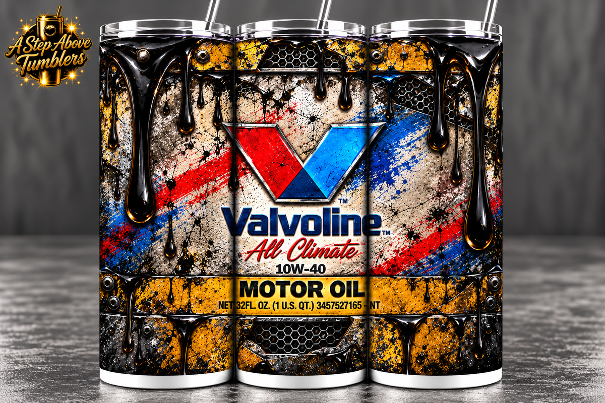 Motor Oil Inspired 20oz Skinny Tumbler | Mechanic Tumbler | Garage Gift for Him | Car Guy Tumbler | Automotive Gearhead Gift