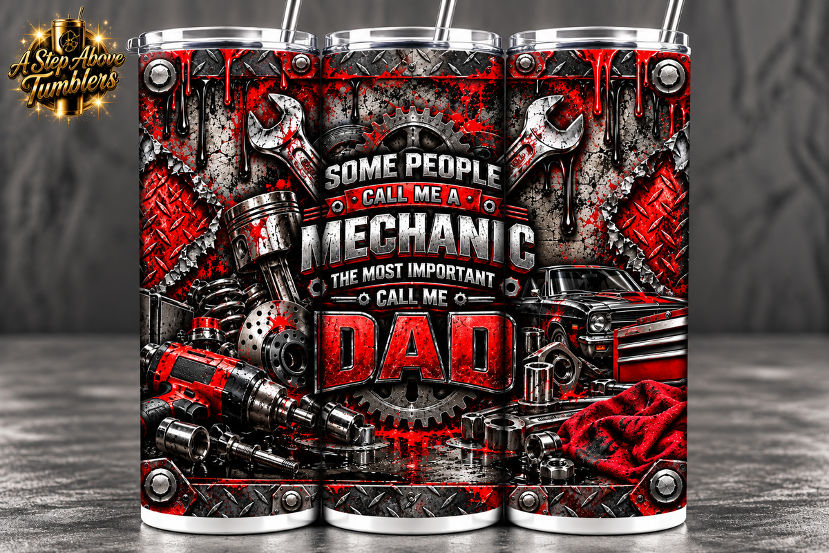 Mechanic Dad 20oz Skinny Tumbler | Funny Dad Mechanic Gift | Garage Tumbler | Auto Mechanic Gift | Father’s Day Gift for Dad