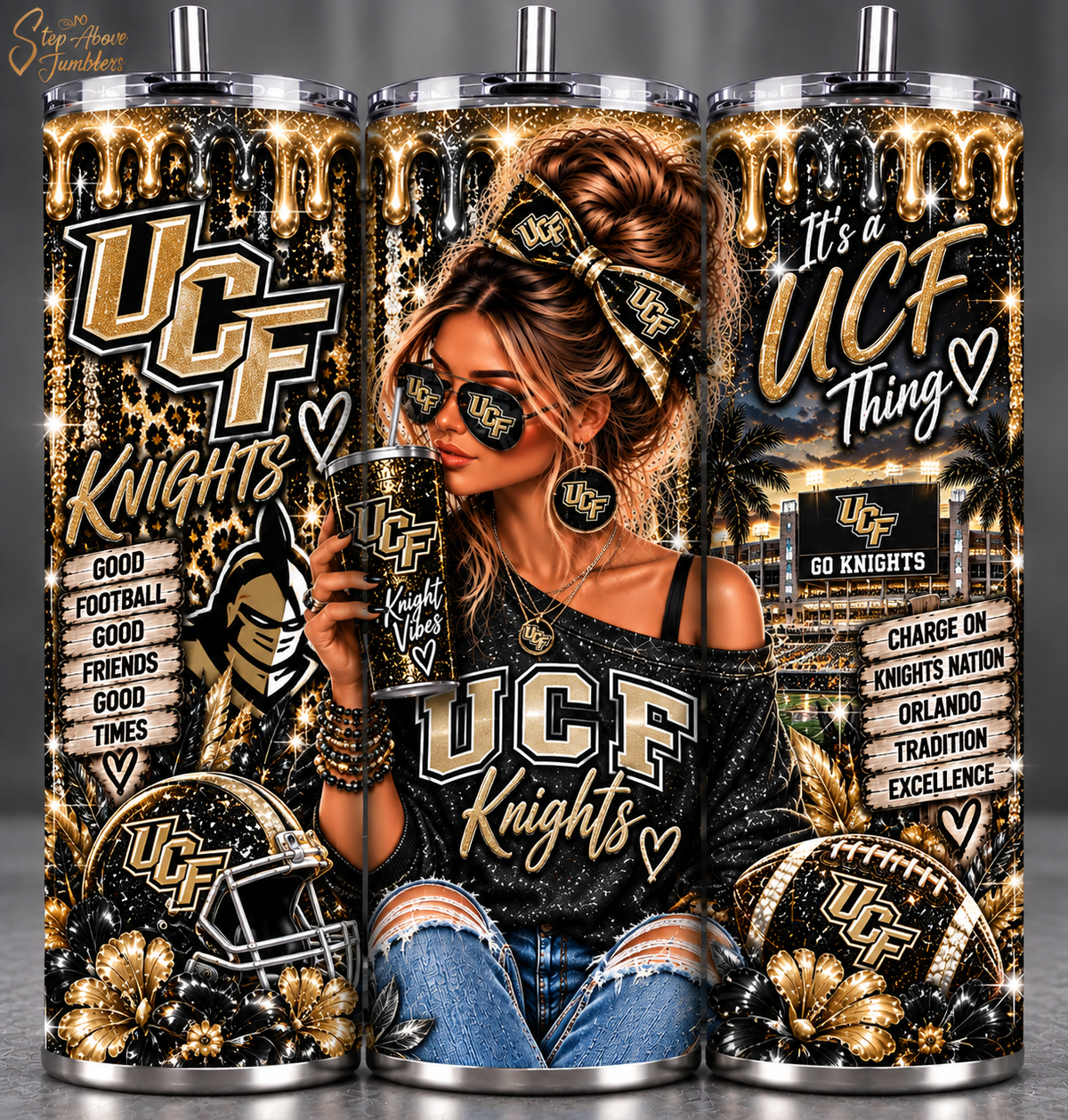 UCF Knights Inspired 20oz Tumbler | Black & Gold UCF Cup | Knights Football Tumbler | UCF Fan Gift | Game Day Cup