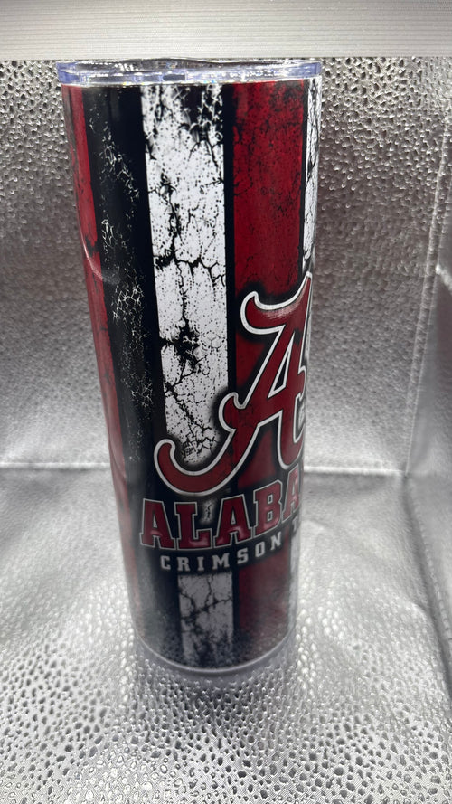 Alabama Crimson Tide 20 oz Tumbler – Alabama Fan Gift – Crimson & Black Grunge Tumbler