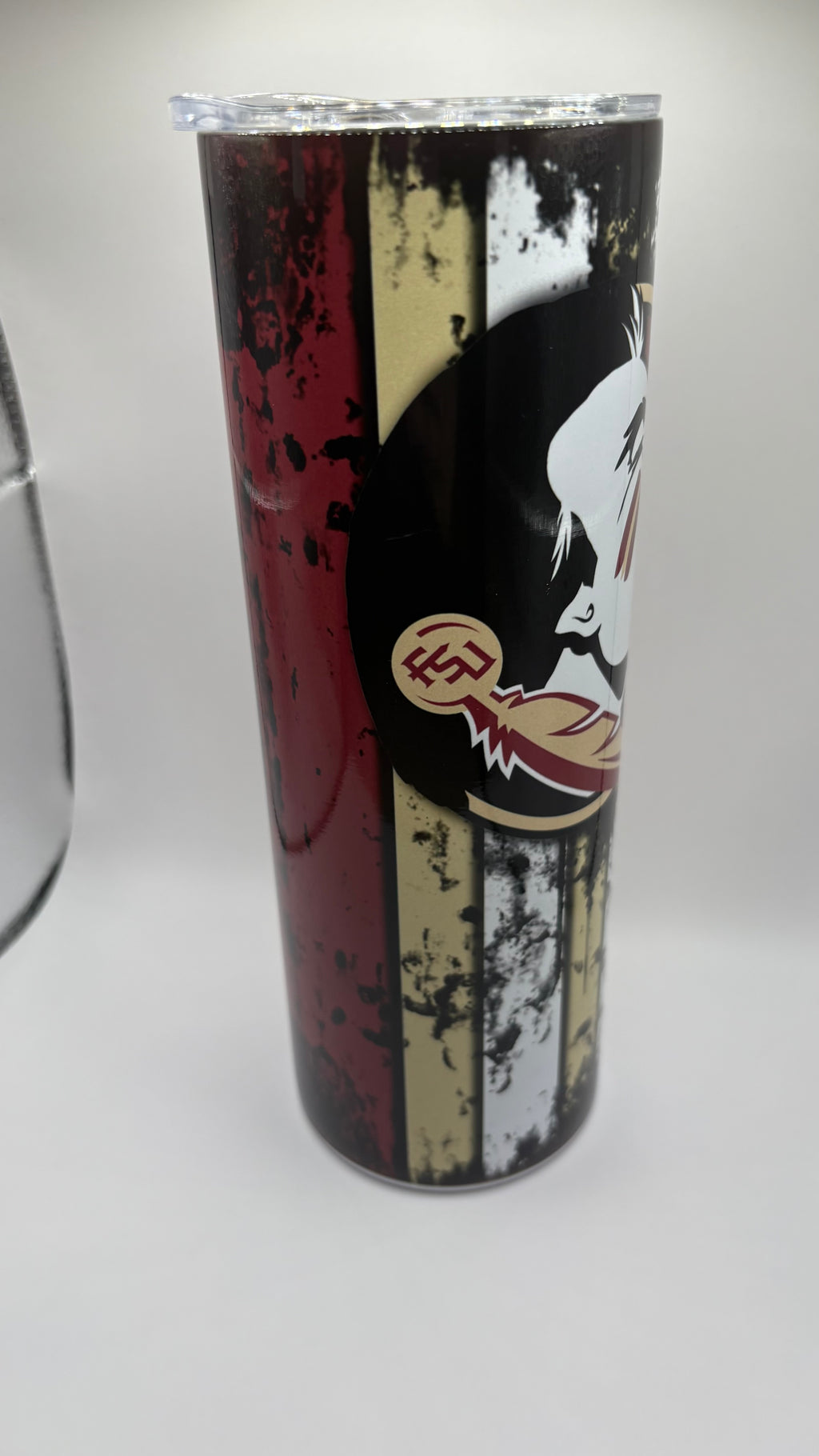 Florida State Seminoles 20 oz Tumbler – FSU Fan Gift – Garnet & Gold Grunge Design