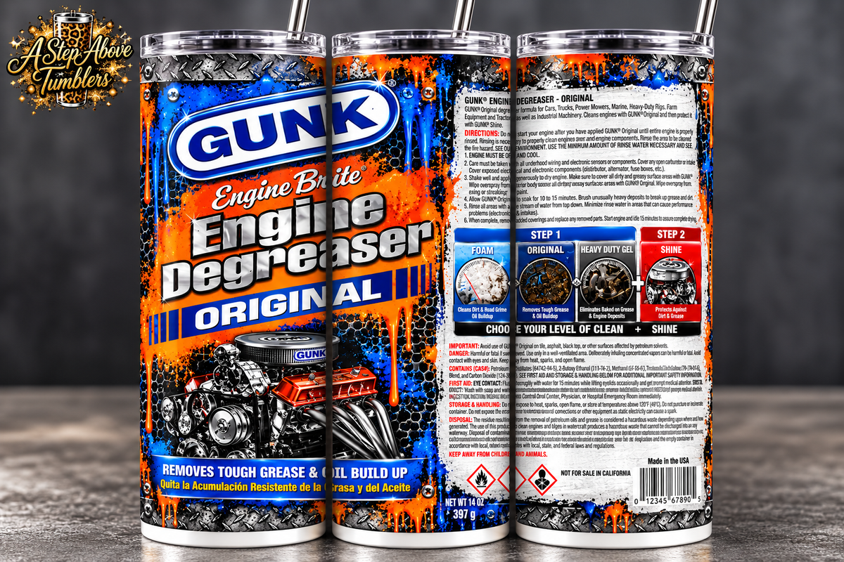 Engine Degreaser Inspired 20oz Skinny Tumbler | Mechanic Tumbler | Garage Gift | Car Guy Cup | Automotive Gift for Him