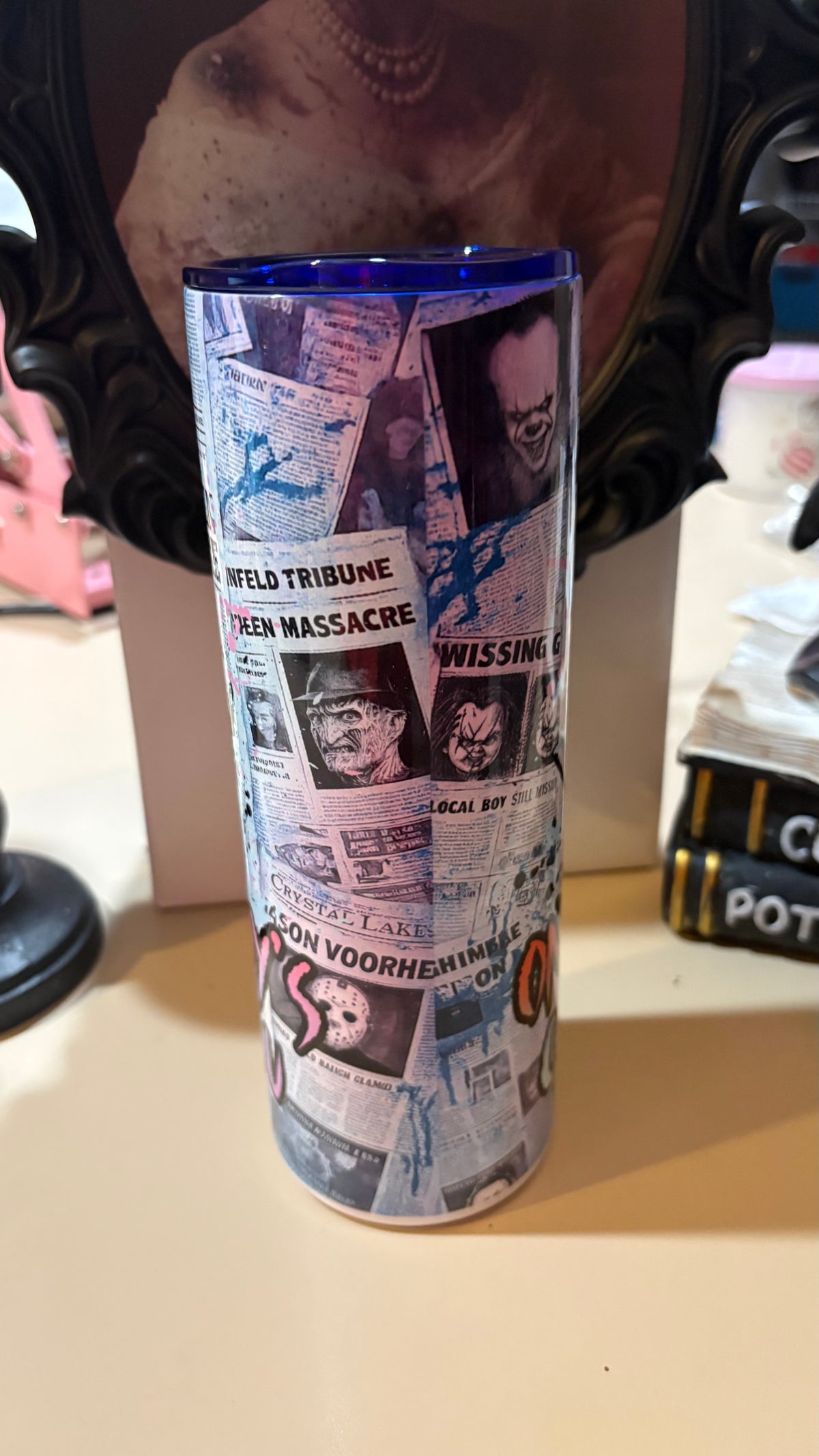 Freddy Krueger Tumbler 20oz | One Two Freddy’s Coming for You | Neon Nightmare Horror Cup | Slasher Movie Gift | Halloween Tumbler