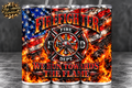 Firefighter 20oz Skinny Tumbler | Fire Department Tumbler | Firefighter Gift | American Flag Firefighter Cup | First Responder Gift