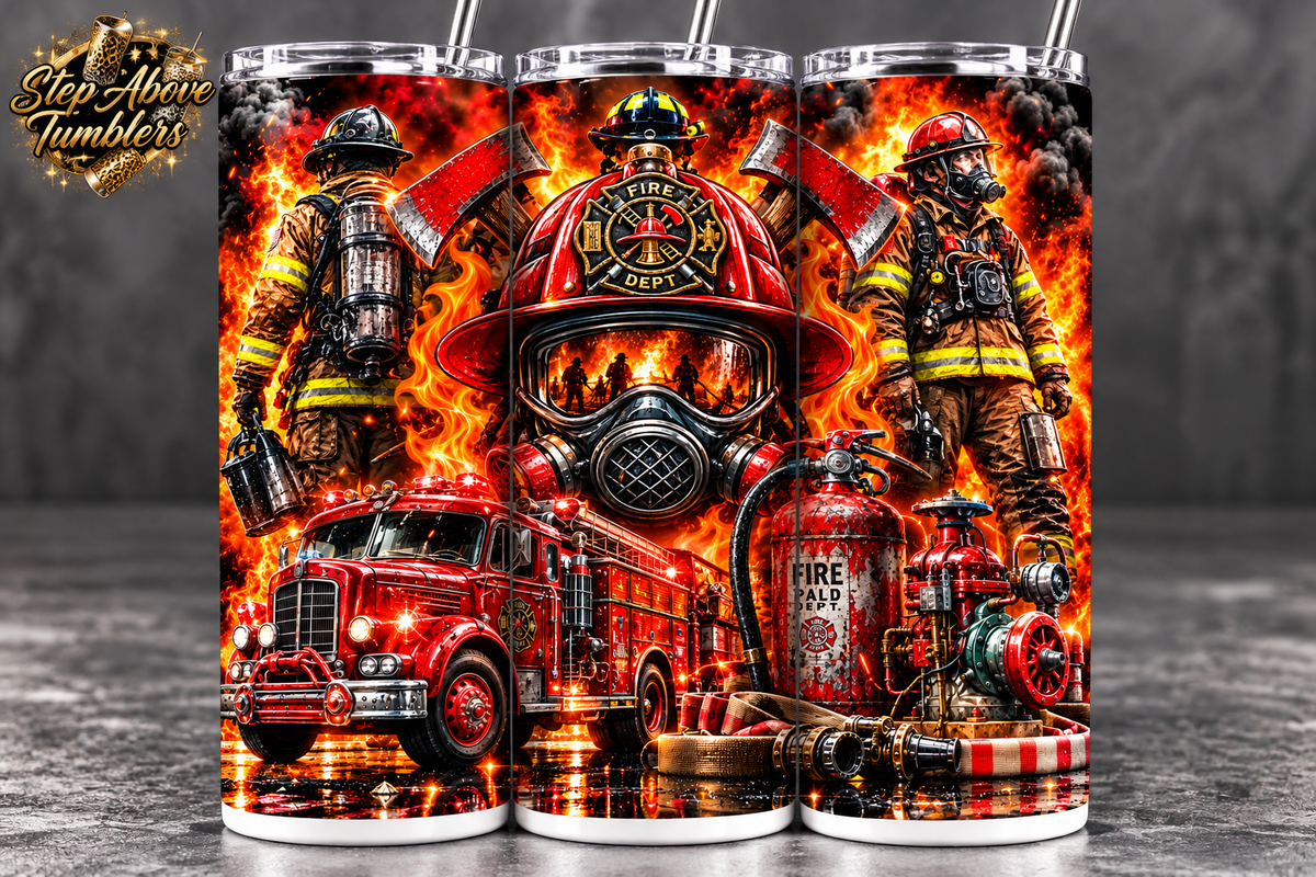Firefighter 20oz Skinny Tumbler | Firefighter Gift | Fire Department Cup | First Responder Tumbler | Firefighter Appreciation Gift