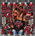 Tampa Bay Buccaneers Inspired 20oz Tumbler | Bucs Football Cup | Tampa Bay Fan Gift | Red Black Glitter Tumbler | Game Day Cup
