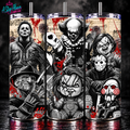 Horror Icons Tumbler 20oz | Black White & Red Slasher Cup | Classic Horror Movie Tumbler | Scary Movie Lover Gift | Halloween Cup
