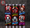 Horror Movie Inspired 20oz Skinny Tumbler | Classic Slasher Collage Cup | Scary Movie Tumbler | Halloween Horror Gift | Spooky Cup