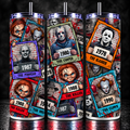 Horror Mugshot Tumbler 20oz | Classic Slasher Villains Cup | Horror Movie Collage | Halloween Tumbler | Scary Movie Lover Gift