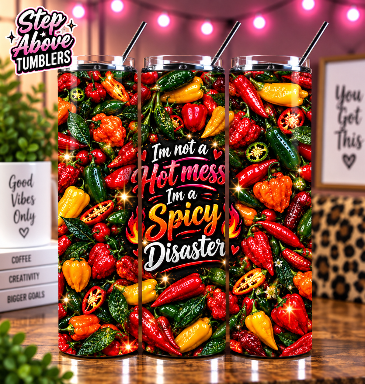 Spicy Disaster Tumbler: Funny Hot Pepper Quote