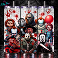 Horror Icons Tumbler 20oz | Classic Slasher Movie Cup | Horror Character Collage | Halloween Tumbler | Scary Movie Lover Gift