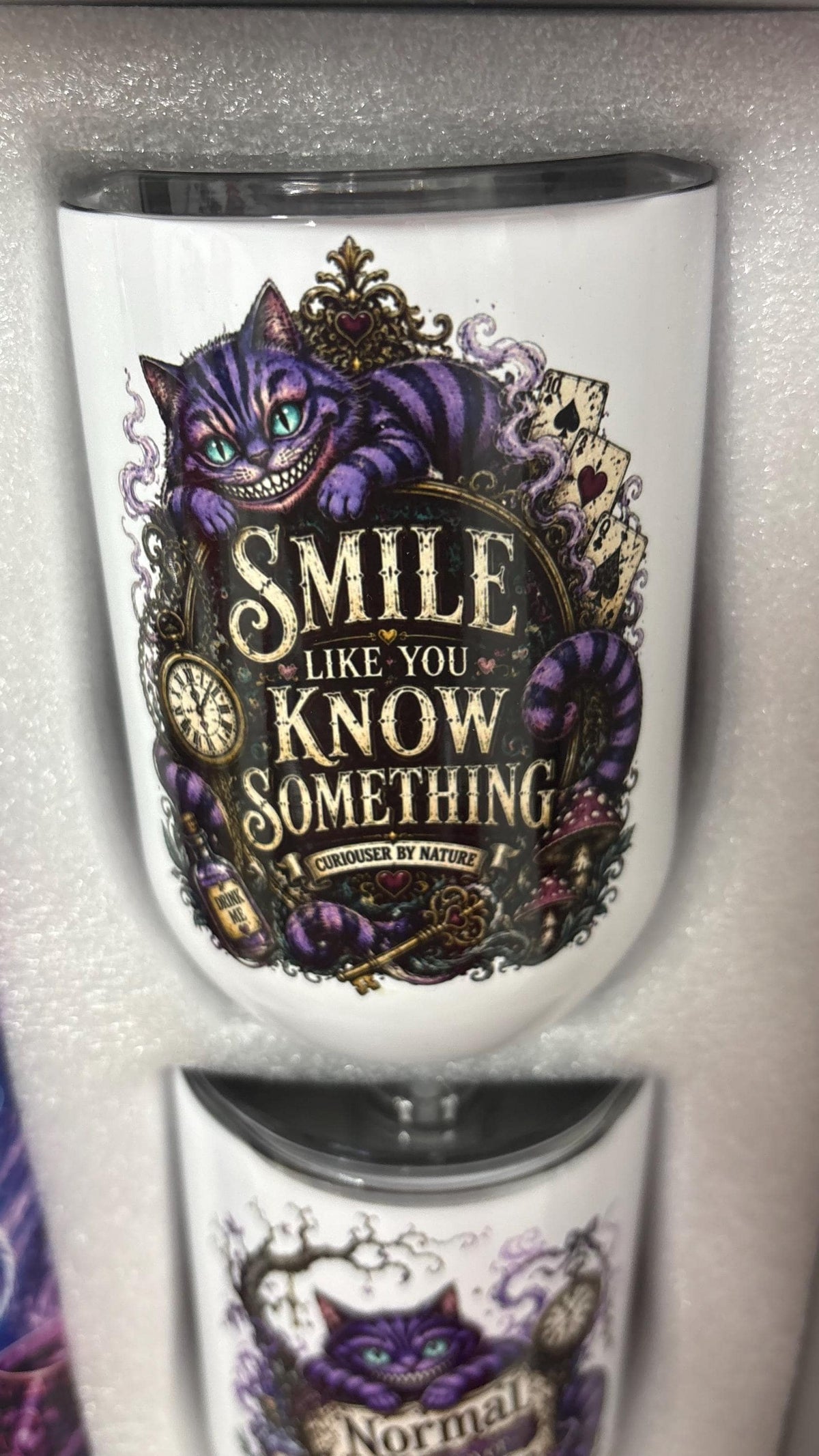 Cheshire Cat tumbler set.