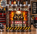 Highly Toxic Tumbler 20oz | Skull Gas Mask Tumbler | Danger Stand Clear Cup | Mechanic Gift | Industrial Tumbler | Gift for Him