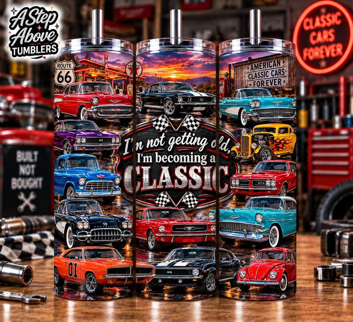 Classic Car Tumbler 20oz | I’m Not Getting Old I’m Becoming a Classic | Vintage Car Gift | Muscle Car Tumbler | Gift for Dad